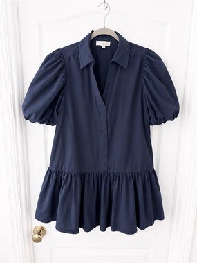 Pinch Navy Puff-Sleeve Mini Dress